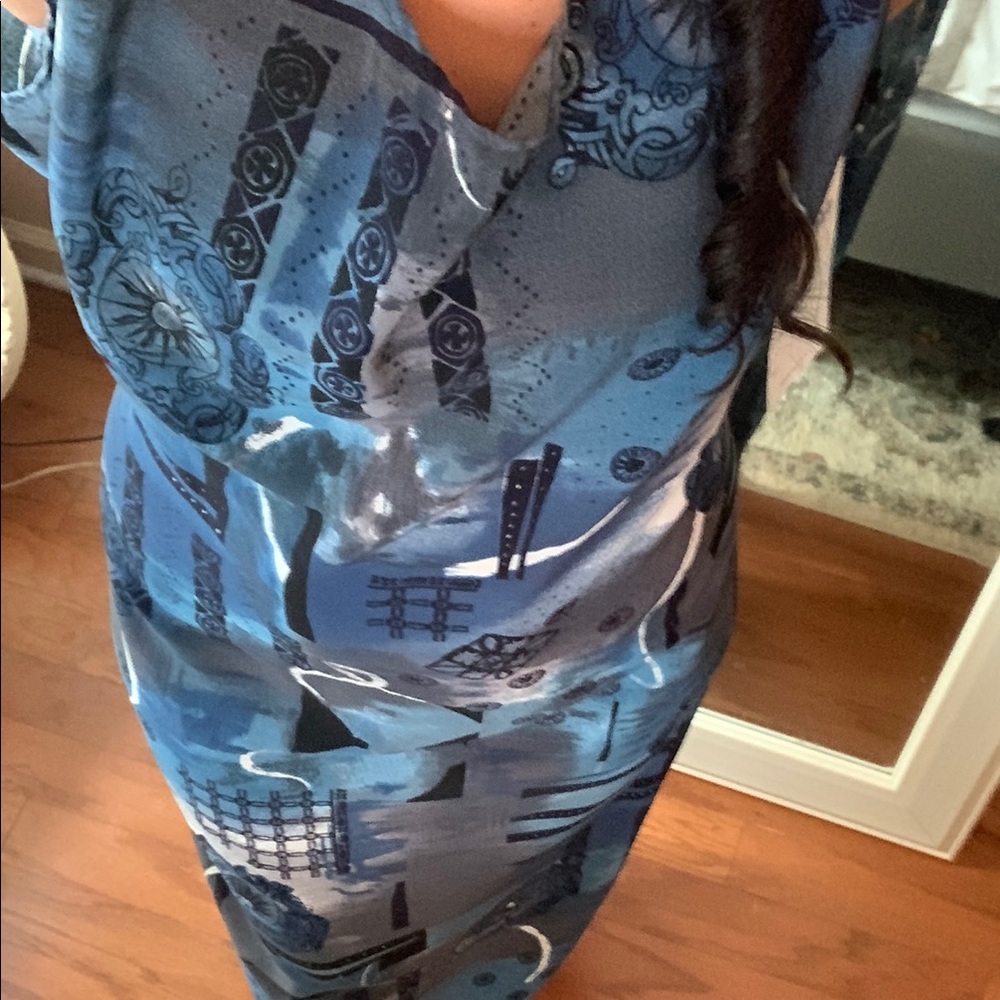 Blue Patterned Maxi Dress - Picture 5 of 8
